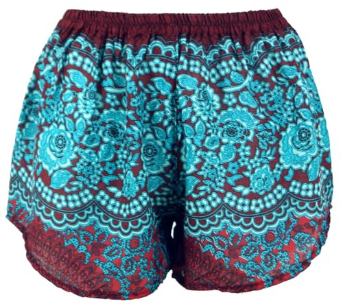 GURU SHOP Leichte Pantys, Print Shorts - Rot/türkis, Damen