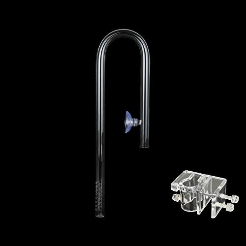 SENZEAL Aquarium Glas Wasser Einlauf U Rohr Tube mit Acryl-Clip für 13mm Skimmer Rohr Wasserpflanze Rohr