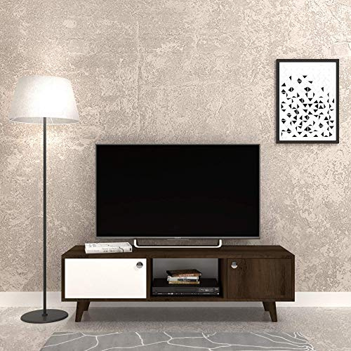 Homemania TV-Möbel – modern – mit Türen und Regalen – für das Wohnzimmer – Eiche, weiß aus Spanplatte, Kunststoff, 135 x 40 x 40 cm