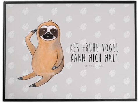 Mr. & Mrs. Panda Schreibtischunterlage Faultier Vogel - Geschenk, fragend, Faultier Deko, Büroartikel, Schreibtisch Unterlagen, Schreibtischauflage,