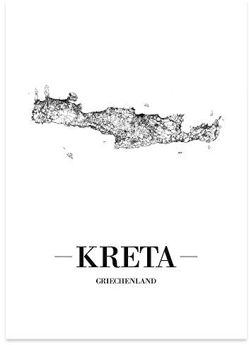 JUNIWORDS Stadtposter - Wähle Deine Stadt - Kreta - 60 x 90 cm Poster - Schrift A - Weiß
