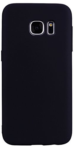 cuzz Schutzhülle für Samsung Galaxy S7 + (1 Stück Displayschutzfolie aus Hartglas), einfarbig, Premium, flexibel, Silikon, TPU, dünn, ultradünn, rutschfest (schwarz)