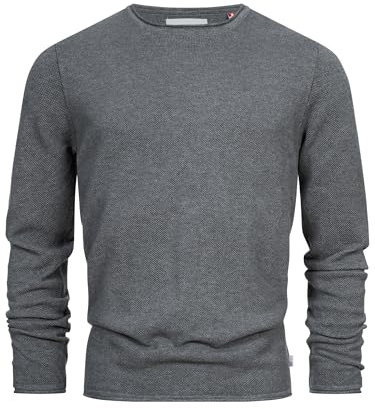 KRONSTADT Herren KSPep Feinstrickpullover mit Rundhals-Ausschnitt | Strickpullover aus Baumwollmix Lt Grey Mix, XL