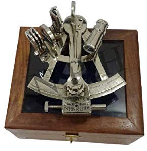 Nautische weiße Sternlinie Titanic Sextant mit Glas-Holzbox
