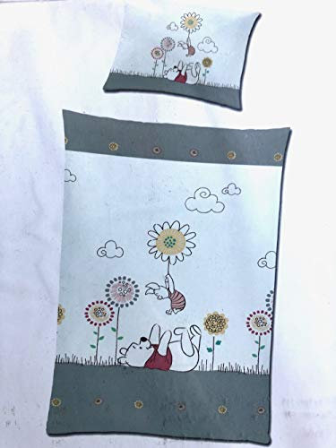 Winnie the Pooh Baby Renforcé bettwäsche Blumenwiese Bezug 100x135cm Kissen 40x60cm 100% Baumwolle