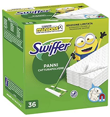 Swiffer Staubsaugertücher für Haus, 36 Tücher aus Mikrofaser, trocken, Staub und Schmutz, ideal für alle Arten von Böden und Tierhaaren, Maxi-Größe