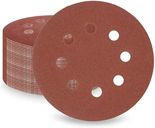 LESNIC 1000 Grit Sanding Discs 50 pcs, 125mm Sanding Sheets 5in 8 Holes Pads Hook and Loop for Orbit Orbital Sander and All Oscillating Tools
