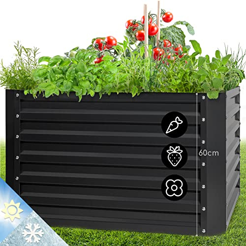 blumfeldt Fioriera da Esterno, Orto Verticale Rialzato da Esterno per Balcone e Giardino, Mini Orto Rialzato per Piantine, Giardino Verticale da Impermeabile 600L, 100 x 60 x 100cm (Beige)