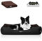 BedDog Premium Orthopädisches Hundebett WUFFI, Hundesofa aus Kunstleder, Abnehmbarer Bezug, Kuschel-Decke Zugabe - Mocca (braun/schwarz)
