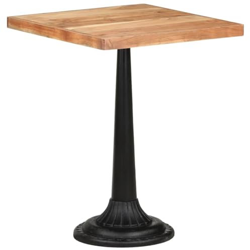 vidaXL - Solid Acacia Wood Bistro Table Brown 60x60cm with Cast Iron Base - Retro Style Square Kitchen Dining Table/Bar Counter Desk