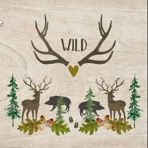 Serviette Jagd 20 Servietten Wild/ Reh/ Hirsch/ Wildschwein 33 x 33cm
