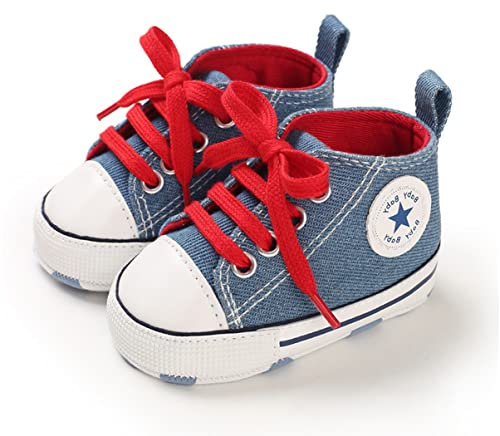 SIFANGPING Zapatos de Primeros Pasos niños Zapatos de Lona para niños Suela Blanda Zapatos de Lona Transpirables y Antideslizantes Ligeros para bebé 18 EU Azul