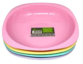 ECO 4 Pc Unbreakable Deep 16 x 16 cm Pastel Round Plastic Plates | Medium High Edge Kids Plates | Stackable Plastic Plate Reusable for Birthdays, Picnic, BBQ & Parties (Pastel, Medium)