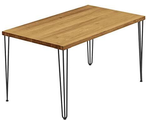 LAMO Manufaktur Esstisch Küchentisch Schreibtisch Couchtisch aus Massivholz, 100x60x76 cm (AxBxH), Creative, Rustikal/Schwarz, LOG-01-A-003-9005Cr