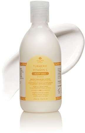 Nature Spell Vitamin C + Turmeric Body Lotion – Bright Idea Body Milk 276ml - Instant Hydration – Suitable for all Skin Types - 100% Vegan – Made in the UK