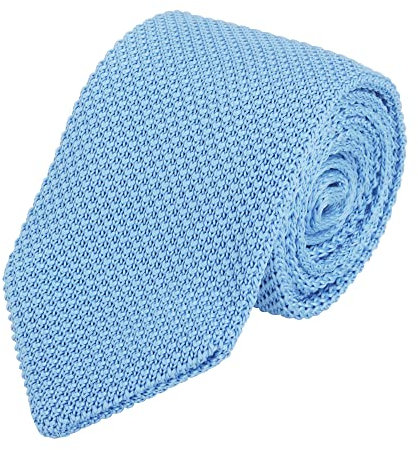 WANYING Herren 7cm Schmale Strickkrawatte 2,75 Zoll Gestrickte Narrow Krawatte Retro Sporty Casual Büro Basic für Gentleman - Einfarbig Hellblau
