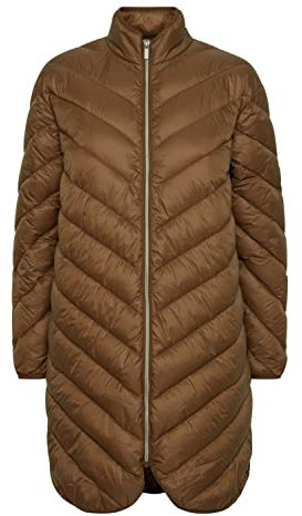 fransa FRBAPADDING Damen Steppmantel Wintermantel Winterjacke mit Stehkragen Lang abgerundeter Saum, Größe:M, Farbe:Gold Brown (200943)
