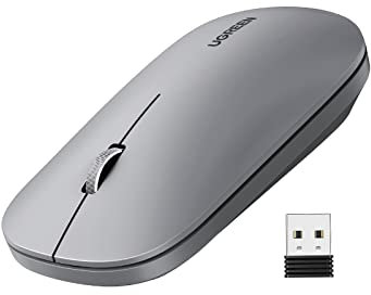 UGREEN Souris sans Fil Plate Silencieuse 2,4 GHz 4000 DPI Régléable Wireless Mouse Mince Compatible avec Mac Ordinateur PC Portable Tablette (Gris)