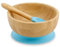 BIOZOYG Juego de bols de bambú redondo I Bol con ventosa y cuchara - Certificado FSC I bol madera de bambú para niños - Tazón de papilla y de cereales para bebés I Vajilla de bambú redonda azul