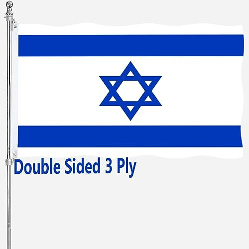 Bandera de Israel de 3 x 5 pulgadas, banderas israelíes de doble cara para exteriores, 3 capas, poliéster 200D resistente y lona duradera, bandera de Israel