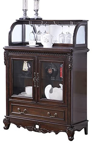 WAOCEO Weinregale Weinschrank mit Glashalter, Holzlikorschrank Weinregal Möbel for Wohnzimmer und Esszimmer barschrank (Color : A)