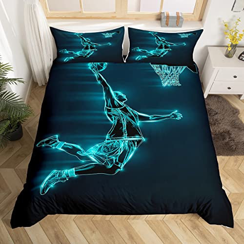 Homemissing Basketball Sets de Housse Couette Jeux Des sports Parure Lit 140x200cm Cadeau pour Amoureux Set Urban 2 pièces Fermeture éclair, Multicolore 11