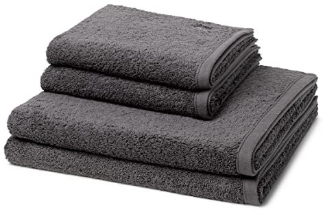 Ross - 4 teiliges Frottier-Set - Vita (2 X Handtuch 2 X Duschtuch im Set) - 520 g/m2 - Baumwolle - Walkfrottee - saugstark - weich und flauschig - Schiefer
