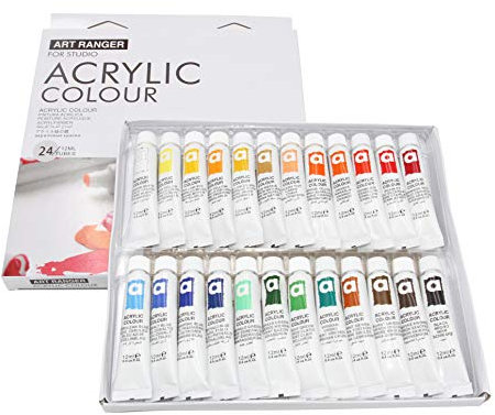 Acrylfarbe, 24 Farben, jeweils 12 ml Acrylfarbe, Künstlerfarbe auf Leinwand + Malset mit Keilrahmen