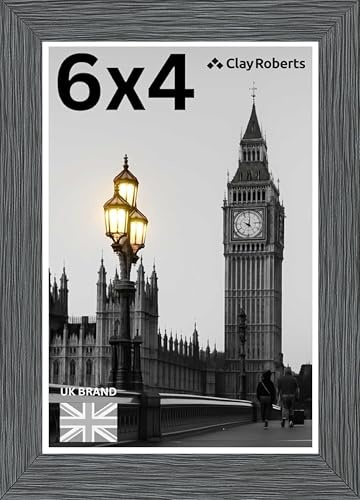 6x4 Photo Frame, Dark Grey Picture Frame, 1 Pack, 10x15cm, 4x6 Frames Grey | Freestanding, Wall Mountable, UK Brand