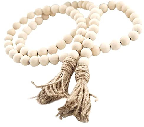 Homoyoyo Ghirlanda Di Perline Di Legno Con Nappa Decorazione Rustica Per Interni Ornamento Appeso Per Casa Per Stile Country Atmosfera Accogliente