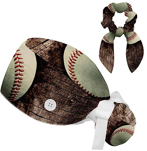 FVQL Juego de 2 gorras de bouffant con diadema, gorras quirúrgicas, gorros de limpieza, béisbol y ladrillos de pared, Color1891, Talla única