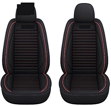 Autositzbezüge Komplettset Für den Innenraum des Autos, Flachs-Sitzbezug, Kissen, universeller Vier-Jahreszeiten-Surround-Autositz-Kantenschutz. (Farbe : Schwarz, Size : Two Front seat Covers)