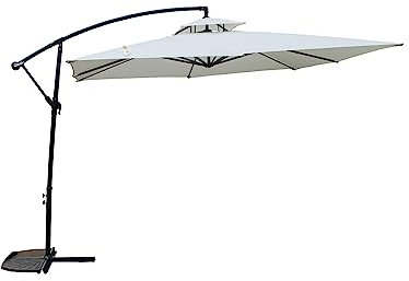 CONCEPT USINE | Parasol Déporté Carré Inclinable 3X3 m Capri Écru | Terrasse Balcon Jardin | Baleines Armature et Pied Acier | 100% Polyester | Réglable en Hauteur | Protection UV 50+ Waterproof