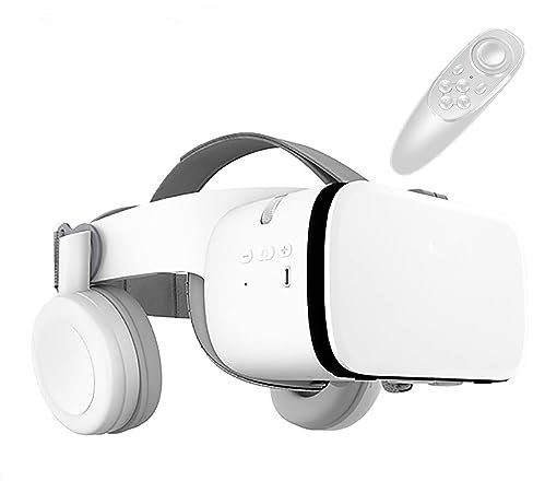3D Virtual Reality VR Headset, VR Glasses Goggles with Bluetooth Headset, 3D Virtual Reality Glasses for iPhone/Samsung Movies and Games Compatible with iOS/Android, for iPhone Apple Android Phone.