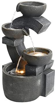 LQSSA Fontaine d'eau de Jardin extérieure, Fontaine d'eau de Jardin en Cascade intérieure et extérieure avec lumières LED, décoration d'intérieur, fontaines de Cascade sur Pied pour la Maison et