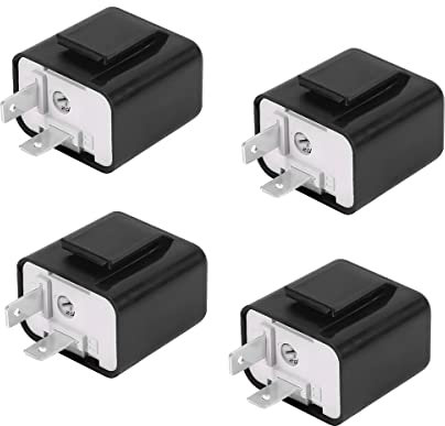 CGEAMDY 4 Stück Einstellbares Blinkrelais Kompatibel, 12 Volt Blinkgeber Blinkfrequenzkontroll Relai für Motorräder, 2 Pin Car Relais für Auto Truck Motor Relay(Schwarz)