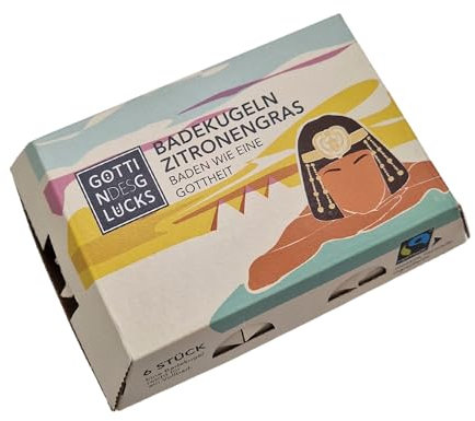 Göttin des Glücks - Badekugeln Zitronengras 6er Set - Erfrischendes Badeerlebnis - Entspannend und Wohlriechend, 6 Stück (1er Pack)