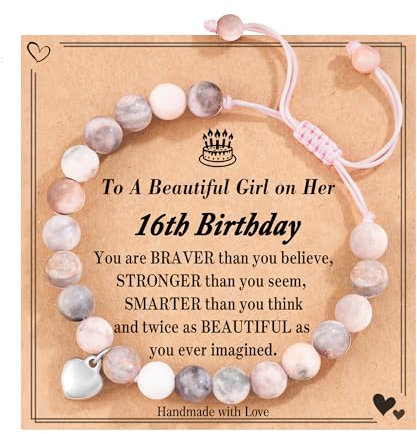 POWWA Geschenk 16 Jahre Mädchen, Geschenk Mädchen 16 Jahre Teenager Armband Mädchen Teenager 16 Jahre Geschenk Geburtstag für Tochter Enkelin Nichte Schwester Freundin Sweet 16 Gifts for Girls