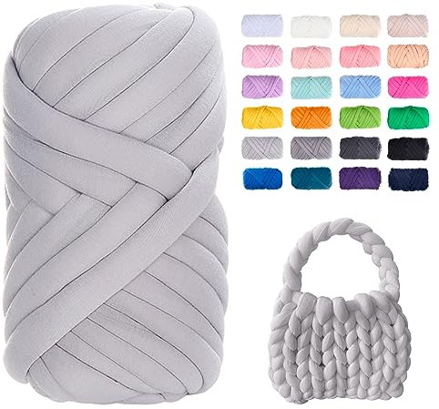 Uiopa Bulky Armstricken Wolle, 500g Dicke Wolle Sperrige Handstrickgarn, Grob Gestrickte Schlauchgarn Häkelwolle Chunky Yarn für Taschen, Decken, Körbe, Haustiernester, DIY-Kunsthandwerk