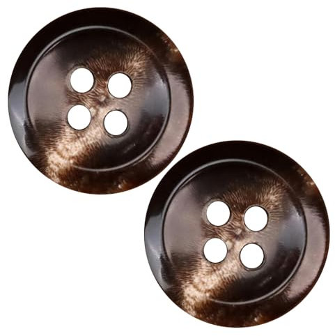 ZAZUZU 10 Stück 12/15/18/20/23/25 mm schwarzer Kaffee große Knöpfe aus echtem Horn Anzug-Set 100% Büffelhornknöpfe Mantel 4 Löcher runde Knöpfe zum Basteln
