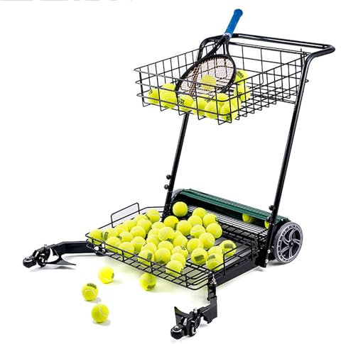 NGARY Recolector de Pelotas de Tenis, Cesta para Recoger Pelotas de Tenis con Rueda giratoria Universal de 360°, Capacidad para hasta 290 Pelotas de Tenis/Recoge 90 Pelotas a la Vez