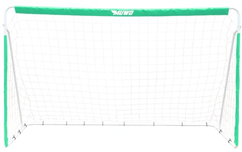 MUWO Fußballtor aus Stahl mit Textilmantel 240 x 150 cm, wetterfest und Outdoor geeignet, für Hof und Garten, zum Trainieren und für Freundschaftsspiele