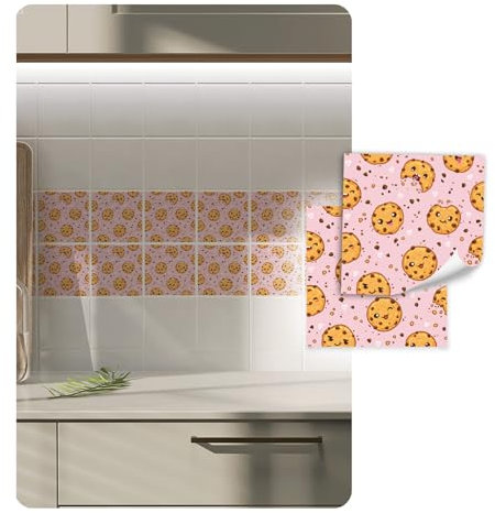 Yabaduu 10 Stück Fliesenaufkleber für Fliesen Küche Bad Boden Aufkleber Dekor Sticker Folie Design Mosaik Fliesenfolie selbstklebend wasserfest Y074 (15 Cookies, 15x15cm)