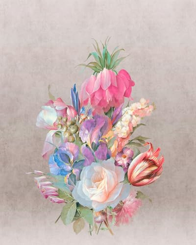 Rasch Tapete 361056 - Fototapete auf Vlies mit Blumen in Braun, Rosa und Grün aus der Kollektion Magicwalls - 2,65 m x 2,12 m (LxB)