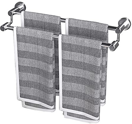 Sus Porte-serviettes de salle de bain en acier inoxydable 304, porte-serviettes mural pour matériel de salle de bain et de cuisine, porte-serviettes de salle de bain double moderne à fixatio