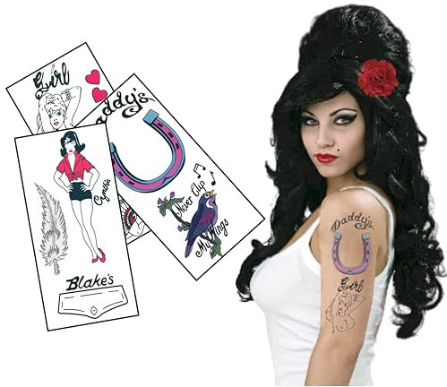 Amy Inspired Rehab Tatouages temporaires - Ensemble réaliste