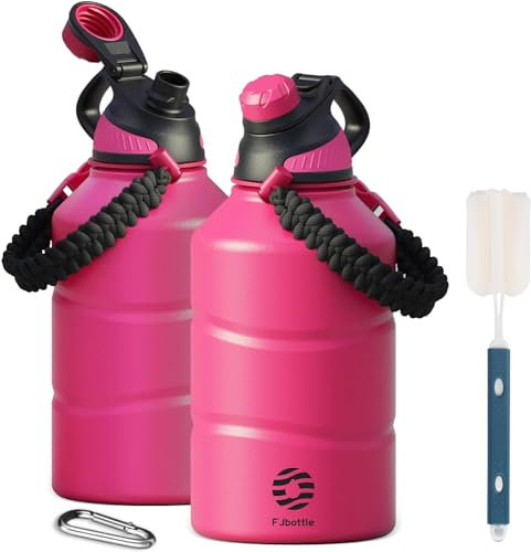Fjbottle Stainless Steel Water Bottle 1.9L Double-Walled with Magnetic Lid, BPA Free Vacuum Insulated Water Bottle, Big Metal Drinking Flask Large Capacity Jug Leak-Proof for Sports, Camping, Gym
