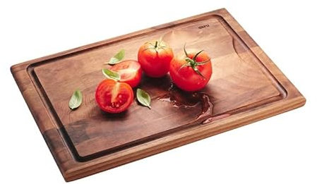 GEFU Hochwertiges Schneidebrett ENNO mit Saftrille – Walnussholz Küchenbrett | Klingenschonend, Beidseitig Nutzbar & Antibakteriell 37 x 25 cm