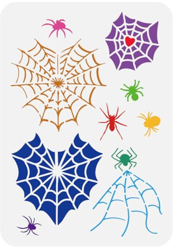 FINGERINSPIRE Herzförmige Spinnennetz Schablone 29.7x21cm Spinnensilhouette Große Schablonen Halloween Zeichenschablonen Wiederverwendbare Spinnennetz Vorlagen Für Wände Stoffe Fliesen Böden Papier