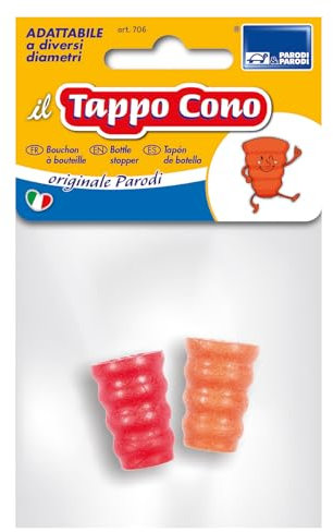 PARODI & PARODI - Tappi Bottiglie Vino e Vetro Forma Conica, Tappo Cono in Set 2 Pezzi in Polietilene per Contatto Alimentare, Tappo Bottiglia Vino, Birra, Champagne, Accessori Cucina Salva Freschezza